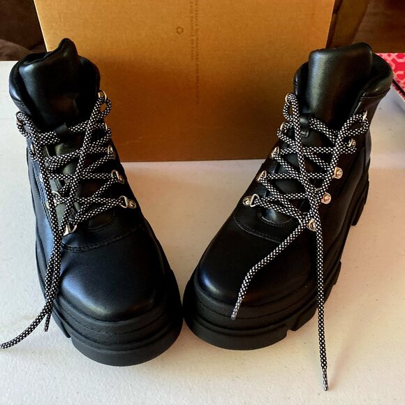 Steve Madden Shoes - Steve Madden Black Combat Boots with Lace-Up Design